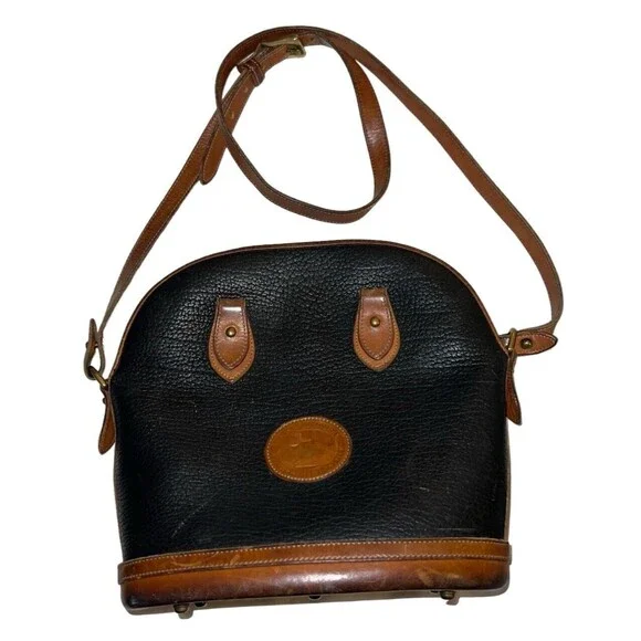 Vintage Dooney & Bourke All Weather Leather Pebble Green Tan Satchel Handbag USA - Picture 1 of 10